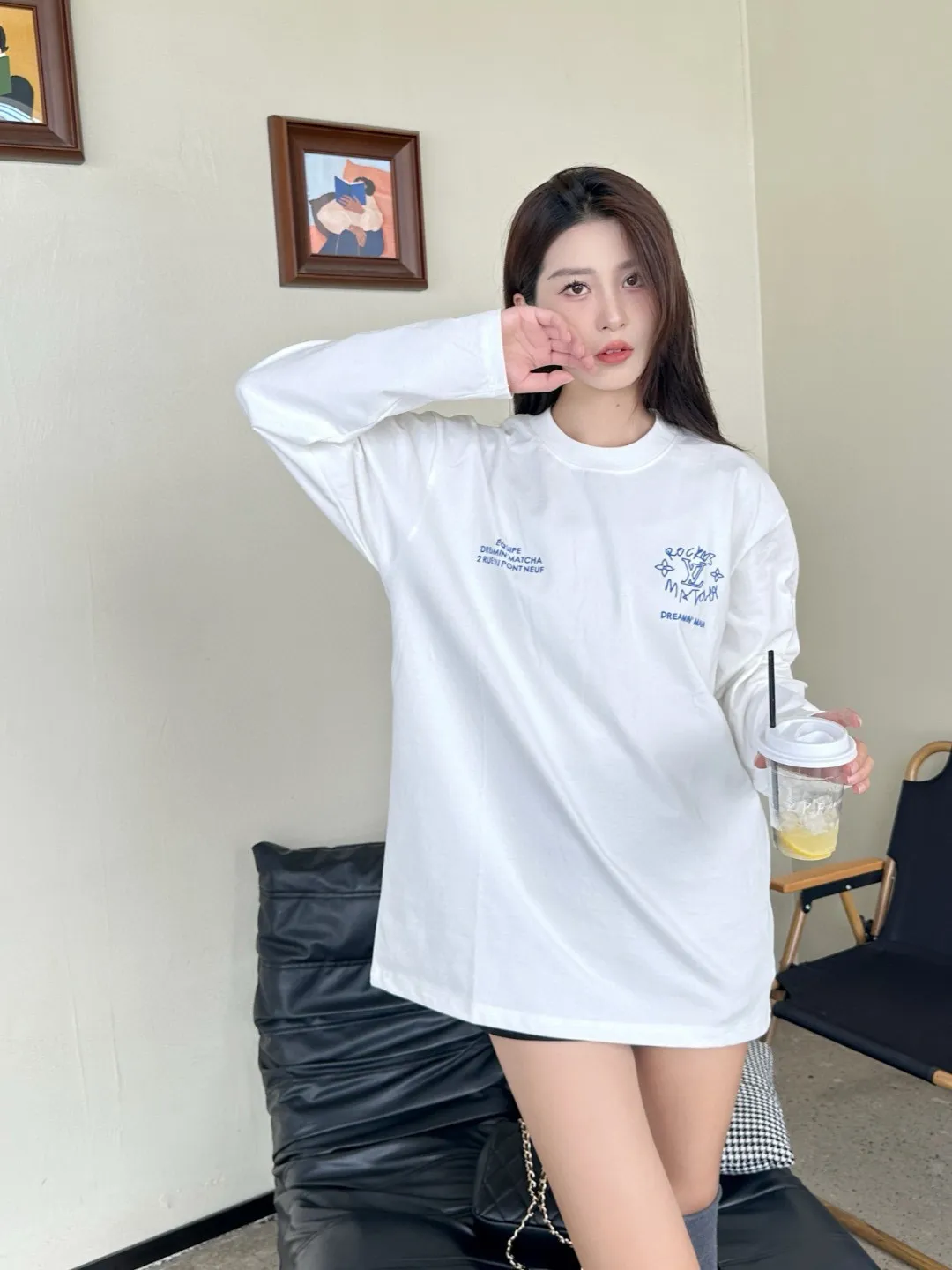 Louis Vuitton/Louis Vuitton 25Fw Dreamer graffiti slogan new flower long-sleeved T-shirt